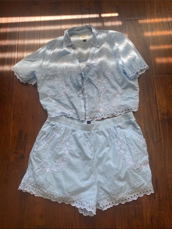 American Eagle Outfitters Pants - Blue & White Matching Summer Set (Top and Shorts) 100% Cotton